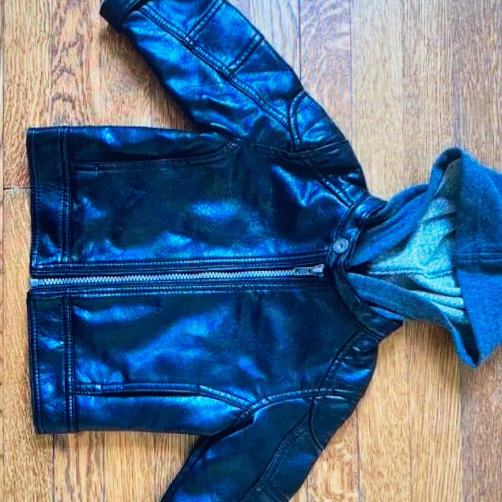 Art class boys black hooded biker jacket